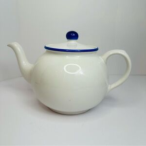 Vintage Arthur Wood White Teapot with Saphire Blue Accents